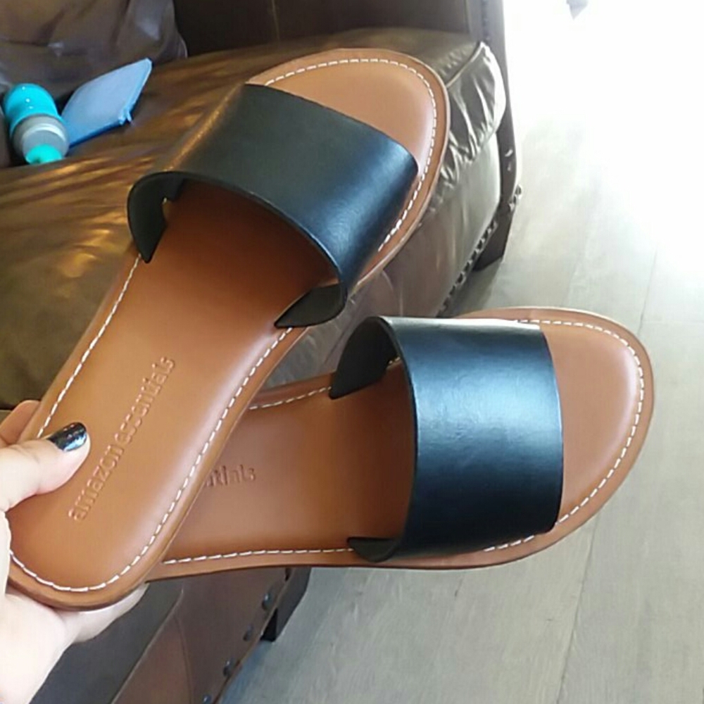 Black and brown heeled Amazon Essentials Sandals